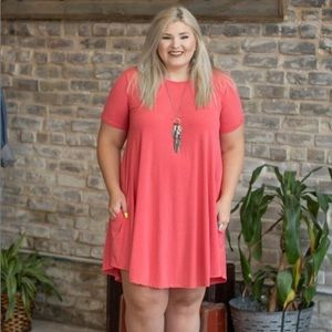 Plus size coral t-shirt dress